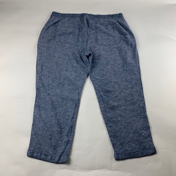 Old Navy Blue Chambray Linen Blend Tapered Straight Leg Pant XL - Picture 6 of 7